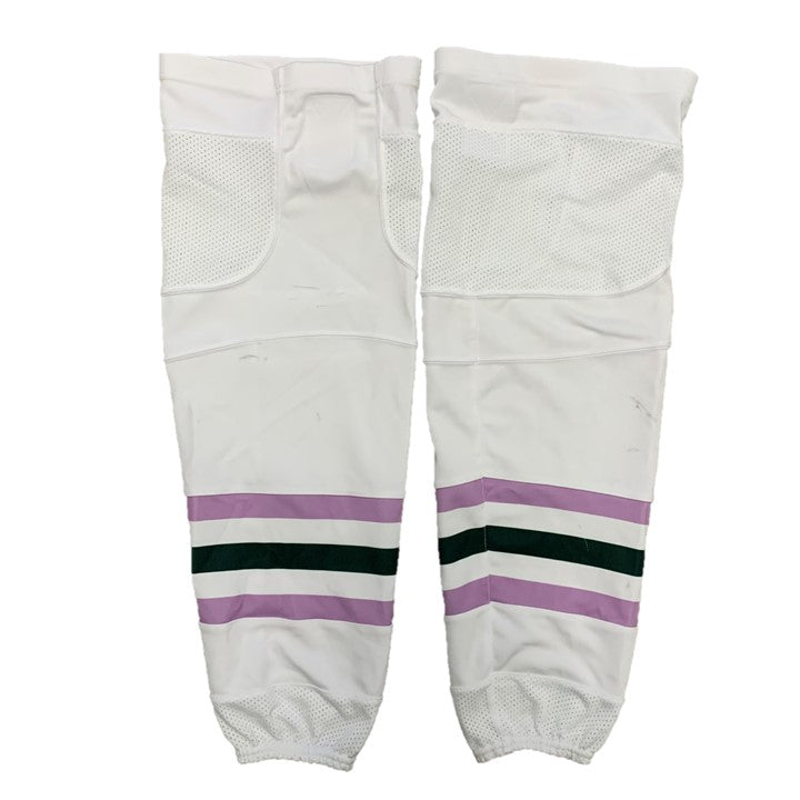 NCAA - Chaussettes de hockey usagées - (Blanc/Violet/Vert)